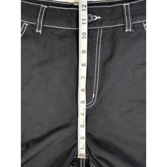 Divided Jeans Womens 4 Black Wide Leg Cargo Pants High Rise Contrast Stitch Y2K - Picture 7 of 12